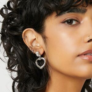 Heart & Gem Drop Earrings